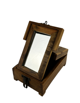 Indische Barberbox aus Recycling Teakholz geöffnet